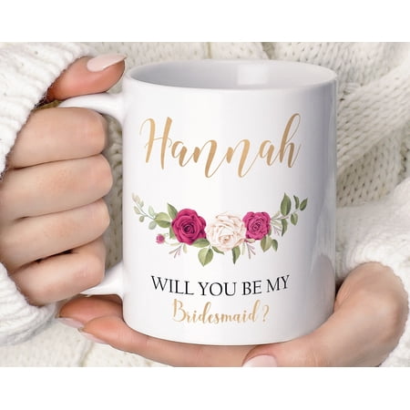 Will you be my Bridesmaid Gift Mug Personalised Wedding Mug Maid of Honour Gift Unique Gif