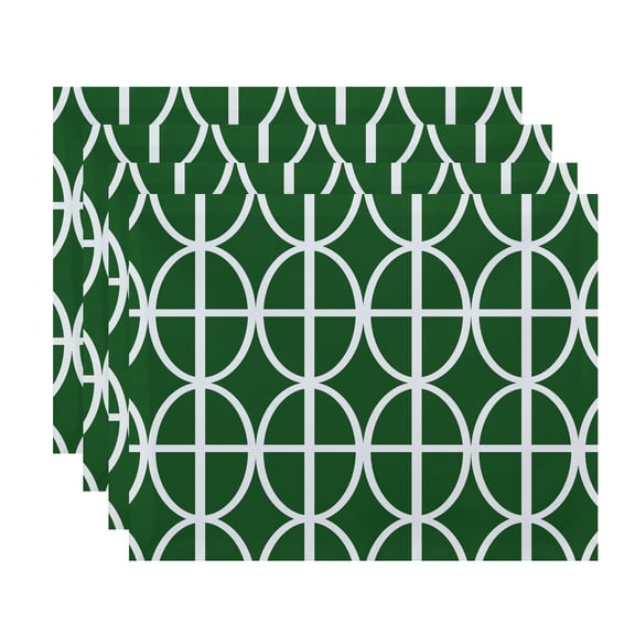 Simply Daisy, 18 x 14 Inch Ovals and Stripes Geometric Print Placemat (set of 4), Green
