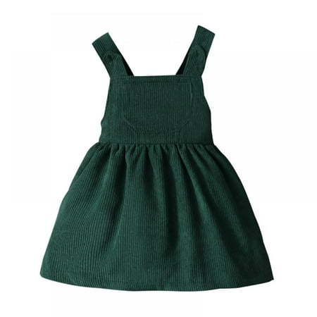 

BULLPIANO Toddler Baby Girl Corduroy Pocket Overall Dress Kids Casual Bib Dresses