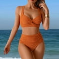 thumbnail image 6 of Linfrsh Women's Tummy Control Bikini Sets Twist Front Swimsuits High Waisted Bathing Suits Sexy Bikinis for Women Orange,XL, 6 of 7