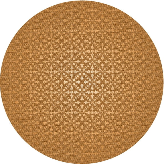 Ahgly Company Indoor Round Patterned Dark Orange Area Rugs, 3' Round