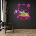 thumbnail image 3 of Handmadetneonsign Cute Cat Eating Ramen Neon Sign, Cat Eating Noodles LED Sign, Vegetables & Egg, 3 of 5