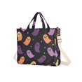 thumbnail image 7 of FORMRS Womens Corduroy Tote Bag Crossbody Shoulder Handbag with Pocket, Halloween Purple Ghosts, 7 of 7