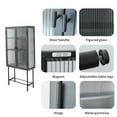 thumbnail image 4 of Tall 2-Door Square 3 Shelf Steel Accent Cabinet with Fluted Glass-Black, 4 of 7