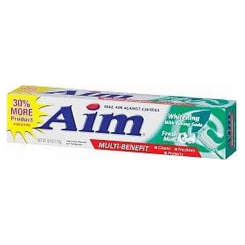 Aim Multi Benefit Fresh Mint Gel Whitening Toothpaste With Baking Soda, 6 oz - image 2 of 2