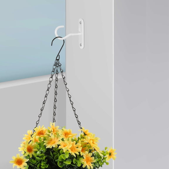 Tineasur White Iron Wall Hooks, 2-Pack Heavy Duty Plant Hangers for Indoor and Outdoor Use, Garden and Home Decor