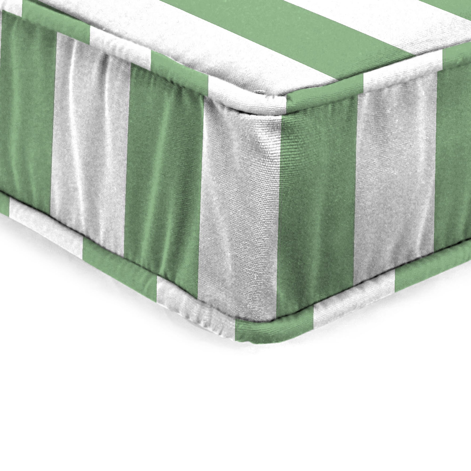 Jordan Manufacturing 22.5" x 22.5" Awning Cucumber Green Stripe Square Outdoor Deep Seat Cushion with Ties and Welt