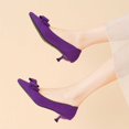 thumbnail image 6 of Xiaoxatg Women's Comfortable Low Heel Bowknot Mesh Knit Fashionable Pointed Toe Dress Shoes for Casual Everyday Wear 7 Purple, 6 of 7
