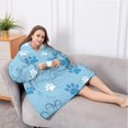 thumbnail image 5 of Oversized Wearable Blanket Hoodie,Blue Dog Paw Footprint Sherpa Blanket Hoodie with Super Pockets,Super Warm Fuzzy Pullover for Women & Men, 5 of 6