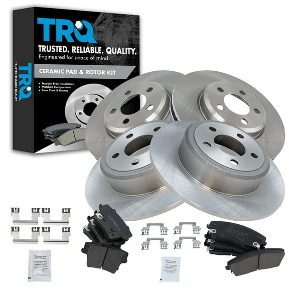 TRQ Front and Rear Brake Pad & Rotor Kit Brake Pads Brake Rotor Ceramic Fits Select 2005-2020 Chrysler 300 2009-2020 Dodge Challenger 2006-2020 Charger 2005-2008 Magnum