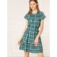 thumbnail image 3 of INSPIRE CHIC Vestidos De Volantes A Cuadros Manga Raglán Con Cinturón Cintura Del Lazo Para Mujer Verde XL, 3 of 7