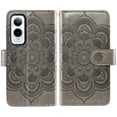 thumbnail image 5 of Compatible with Cricket Icon 6 SL219C/AT&T Verge SL219A Wallet Phone Case and Tempered Glass Screen Protector Flower Faux Leather Flip Credit Card Holder Stand Zipper Cell Cover for Icon6/ATT Grey, 5 of 9