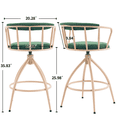 thumbnail image 4 of Tcbosik 2 Pack Counter Height Bar Stools, Swivel Burlap Fabric Upholstered Barstool with Back and Metal Legs, Counter Height Bar Chair for Kitchen Island, Dining Room, Pub, Green, 4 of 10