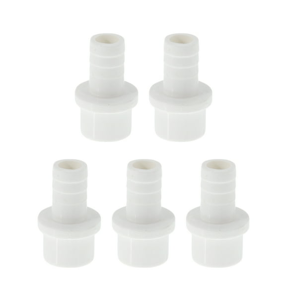 Plastic Hose Barb Fitting 1"x0.6" Straight Through Pipe Connector White 5 Pcs