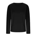 thumbnail image 6 of Posijego Women's Long Sleeve Shirts Crew Neck Solid Color Basic Tee Shirts Casual Loose Classic T-Shirts, 6 of 7