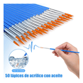 thumbnail image 4 of Set 50 Pinceles Para Dibujo Acuarela Acrílico Oleo Xtellar azul, 4 of 4