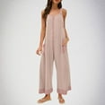 thumbnail image 2 of UVEASISHA Summer Casual Romers for Women Waffle Knit Sleeveless Wide Leg Pants Overalls Baggy Comfy Jumpsuits Hot Pink L, 2 of 8