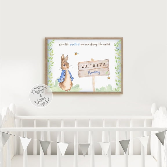 Peter Rabbit Print, Peter Rabbit Art, Nursery Decor, Nursery Wall Art, Welcome Little Bunny, Nursery Prints, Baby Decor, Peter Rabbit Home Decor UNFRAMED Poster, Wall Art for Decor, Present, 8x12