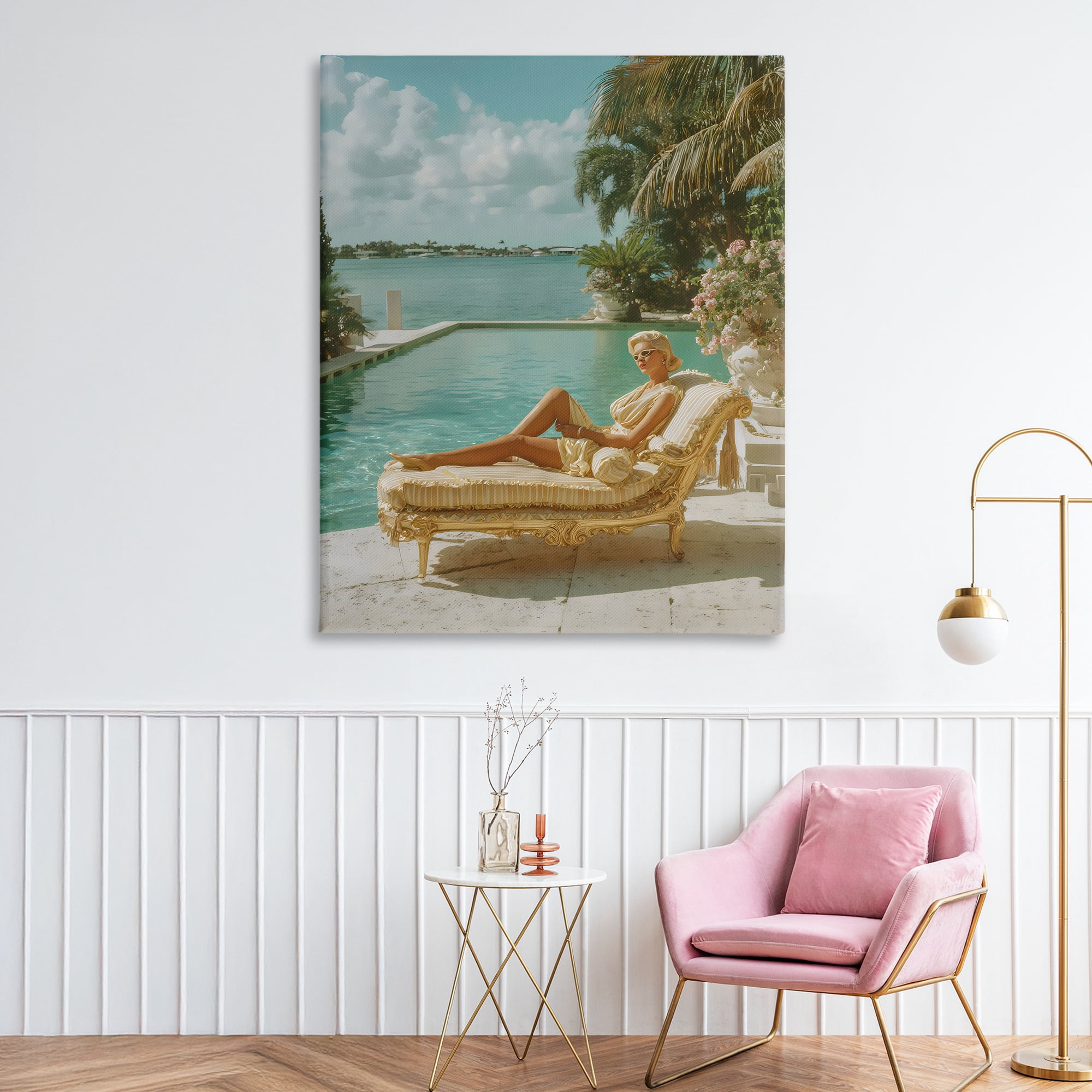 Stupell Industries Vintage Poolside Woman Canvas Wall Art, design by Franklyn Gregory