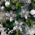thumbnail image 3 of 12 piezas de flores navideñas brillantes, adornos para árbol de Navidad, flores artificiales para bodas, coronas navideñas, decoración del hogar (plata), 3 of 7