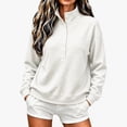 thumbnail image 2 of cocolona Stand Collar Sweatshirts for Women Button Down Long Sleeve Pullover Sweatshirts Loose Casual Solid Color Fall Tops, 2 of 7