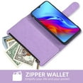 thumbnail image 5 of Compatible with TCL Bremen 5G 30XE/30V/4X/20AX/20A/20R Wallet Phone Case and Tempered Glass Screen Protector Flower Faux Leather Flip Credit Card Holder Stand Zipper Cell Cover for Women Purple, 5 of 8