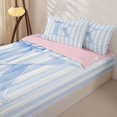 thumbnail image 3 of Manfei Geometric Lines Zipper Queen Comforter Set with Fitted Sheet and 2 Pillowcases,Blue Letter K Design Zipper Bedding Set,Pink Reversible,4pcs, 3 of 7