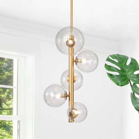 Warehouse of Tiffany Newill 5-Light Vertical Chandelier with Variable Glass Globes