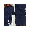 thumbnail image 4 of Women'S Long Trench Coat Elegant Lapel Jacket Casual Autumn and Winter Coat with Belt Dark Blue L, 4 of 5