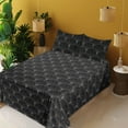 thumbnail image 2 of Ambesonne Neutral Fitted & Flat Sheet with Shams 4 Pcs Set, Abstract Floral Geometric, Queen, Charcoal Grey White, 2 of 5