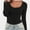 Black, variant on Women's Long Sleeve T-Shirt Scoop Neck Slim Fit Stretchy Layer T Shirts Tops