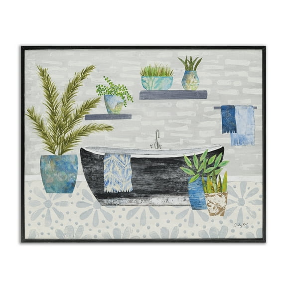 Stupell Industries Botanical Bath & Rustic Plants Bath & Laundry Painting Black Framed Art Print Wall Art, 14 x 11