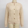 thumbnail image 4 of YueHuiYing Womens Bow Cardigan Sweaters Button Up Chunky Knit Loose Fit Fall Winter Sweater Coats, 4 of 9