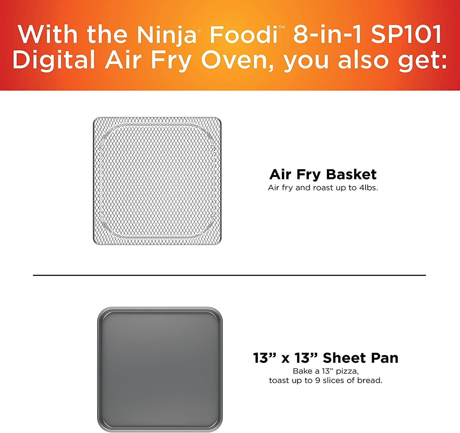 Ninja SP101 Foodi 8-in-1 Air Fry Large Toaster Oven Flip-Away for Storage Dehydrate Keep Warm 1800W XL Capacity (Renewed) Black