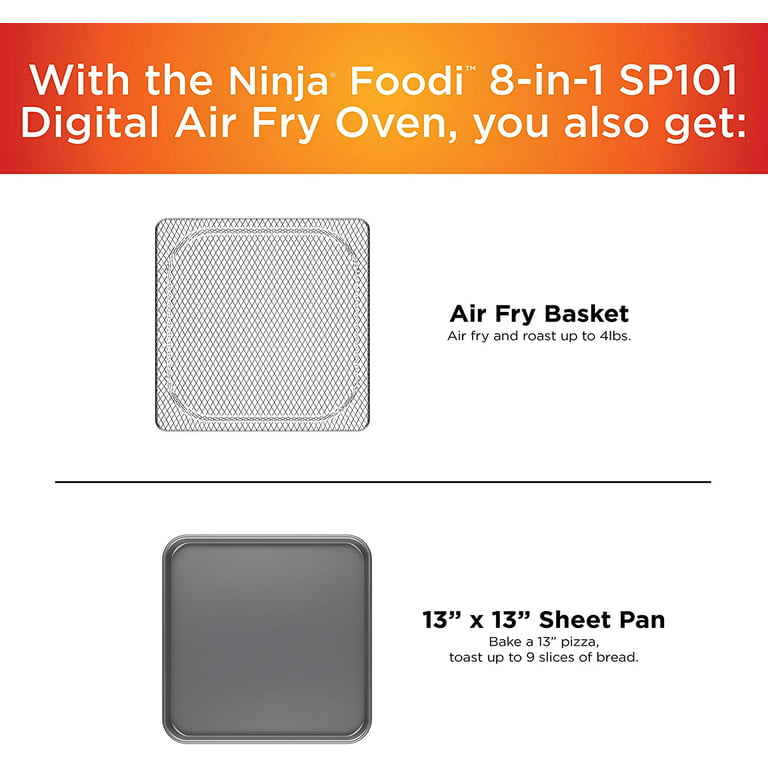  Ninja SP101 Digital Air Fry Countertop Oven with 8-in-1  Functionality, Flip Up & Away Capability for Storage Space, with Air Fry  Basket, Wire Rack & Crumb Tray, Silver : Home 