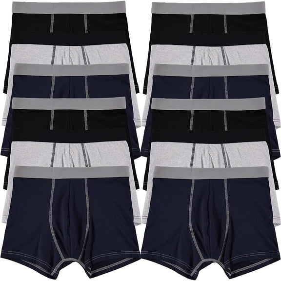 BILLIONHATS 12 Pack Mens Cotton Boxer Briefs Underwear Great for Homeless Shelters Donations Colors, Size X-Large