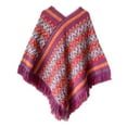 thumbnail image 2 of LIZUOJUN Ethnic Knit Poncho for Women Boho Geometric Cape Winter Wrap Holiday Gift for Cozy Holiday Wear for Holiday Casual Styling for Cold Weather Daily Wear One Size, 2 of 4