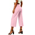 thumbnail image 4 of Rhuody Women Summer Pants Staight Leg Empire Waist Solid Color Shorts For Gym Workout Handsome Bottoms 3Xl Pink, 4 of 5