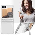 thumbnail image 4 of Dteck for Samsung Galaxy Z Flip 6 Case with Hinge Cover & Built-in Stand & Tempered Glass Screen Protector,Military Grade Drop Protection, Heavy Duty Matte Hard Slim Case for Samsung Z Flip6,Clear, 4 of 7