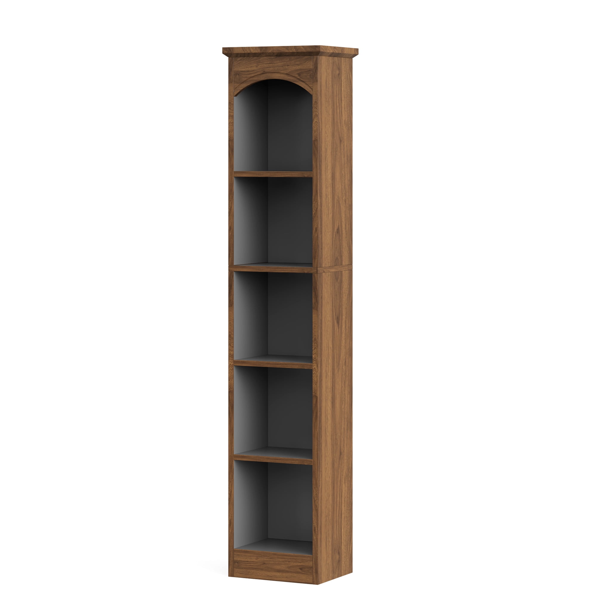 MAYEERTY Slim Narrow 5-Cube Corner Bookcase, 70.9" White Oak Mix Vertical Display Storage Rack