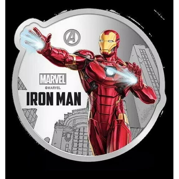 Pamp Mmtc Marvel Ironman 1 oz Colorized Silver Coin, Capsule, Box, COA