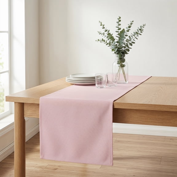 Washable Polyester Kitchen Runner for Dining Table Decoration Pink 13" x 60.2"