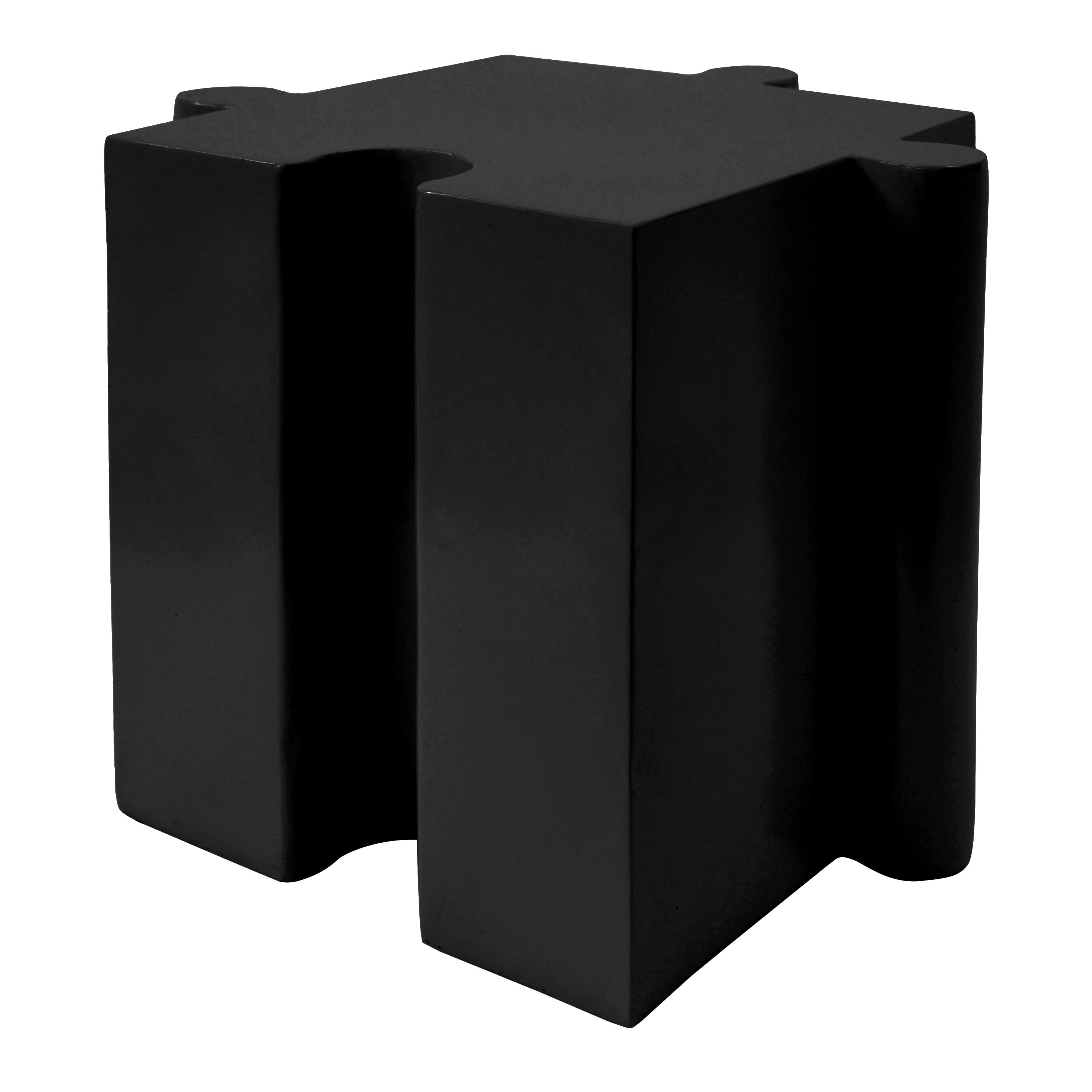 Puzzle Art Side Table, Outdoor Modular Convex Edge Table for Patio Garden Indoor Outdoor, Black
