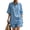 Blue, variant on Cotton Linen Set for Women Button Short Sleeve Shirt And Wide Leg Shorts 2 Piece Outfit Summer Casual Beach Lounge Sets