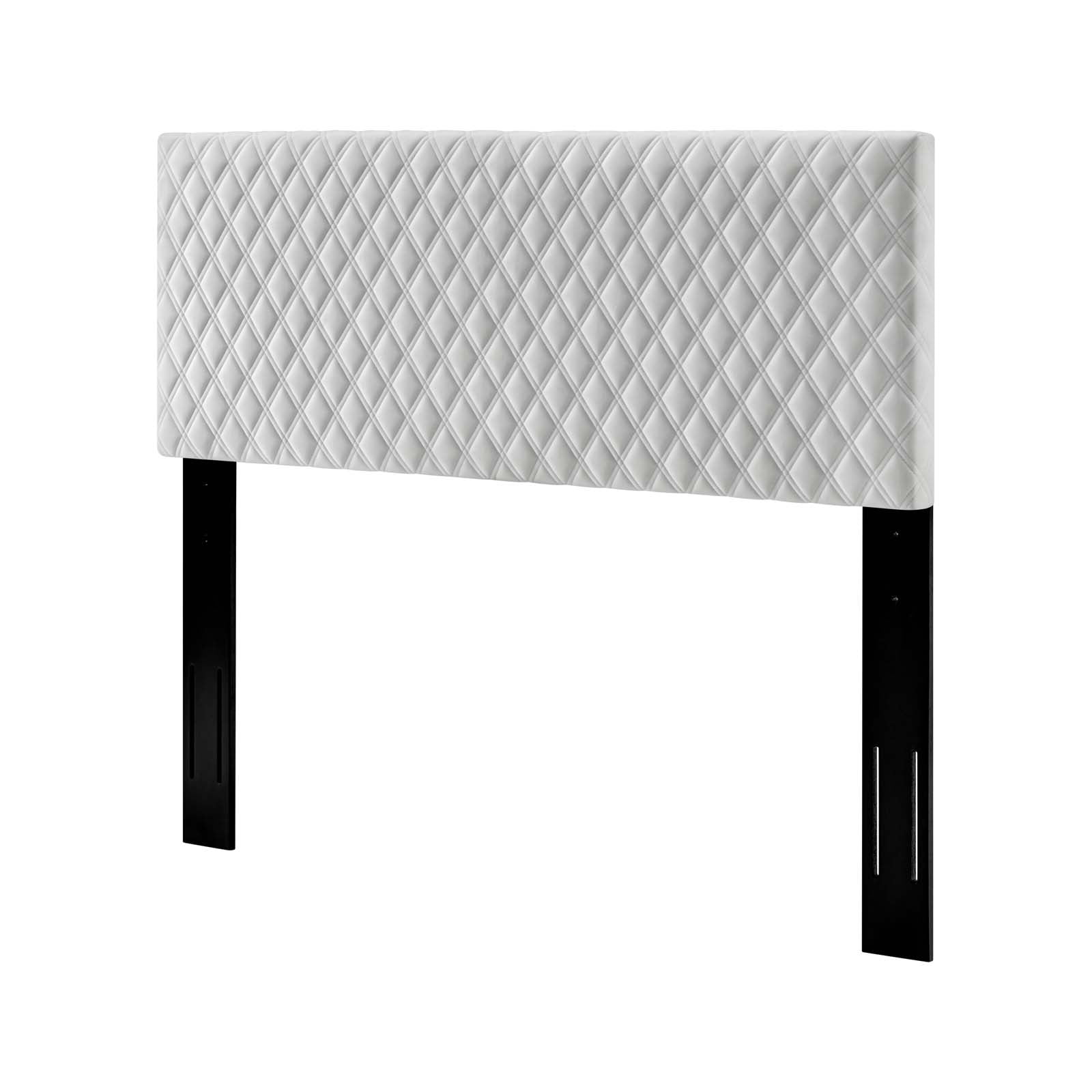 Headboard, Full Queen Size, Velvet, White, Modern Contemporary Urban Design, Bedroom Master