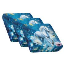 COEQINE Couch Cushion Cover Elastic Sofa Seat Cover Sets Non-Slip Individual Seat Cushion Slipcover Washable Dog Couch Slipcover Home Decor for 3-Seater, Horse Dragonfly Flower Blue