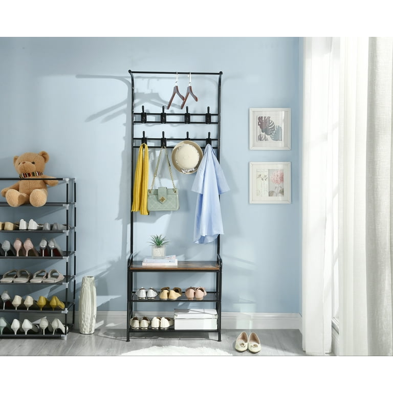 VIVOHOME 3-in-1 Entryway Hall Tree Heavy Duty MDF Stand Coat Rack with Storage