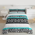 thumbnail image 2 of Feelyou Mandala Tribal Damask Full Size Comforter Sets, Leopard Cheetah Print Bedding Comforter Set, Cyan Cycle Polkadots Reversible Bedding Sets, Microfiber Bedroom Decor, 3pcs, 2 of 8