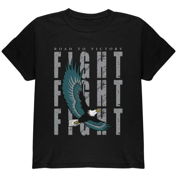 America Road To Victory Eagle Fight Youth T Shirt Black YSM