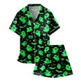 thumbnail image 4 of CAIVO Girls Halloween 2 Piece Pajama Sets Short Sleeve Button Down Up Tops With Shorts And Pockets Cute Comfortable Sleepwear For Kids Homewear, 4 of 4